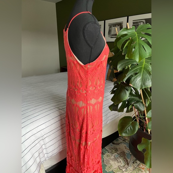 Bright Orange Lace Maxi Dress - Picture 6 of 11